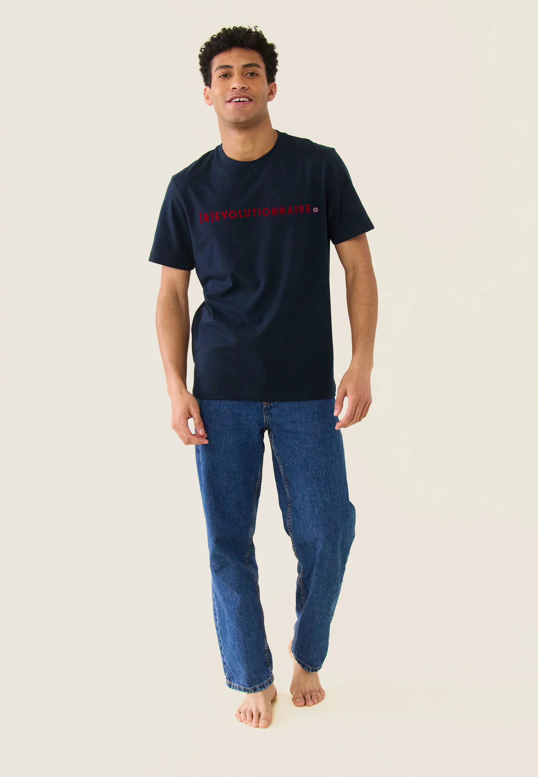 T-shirt mixte col rond en coton-Jean-P Révolutionnaire Marine
