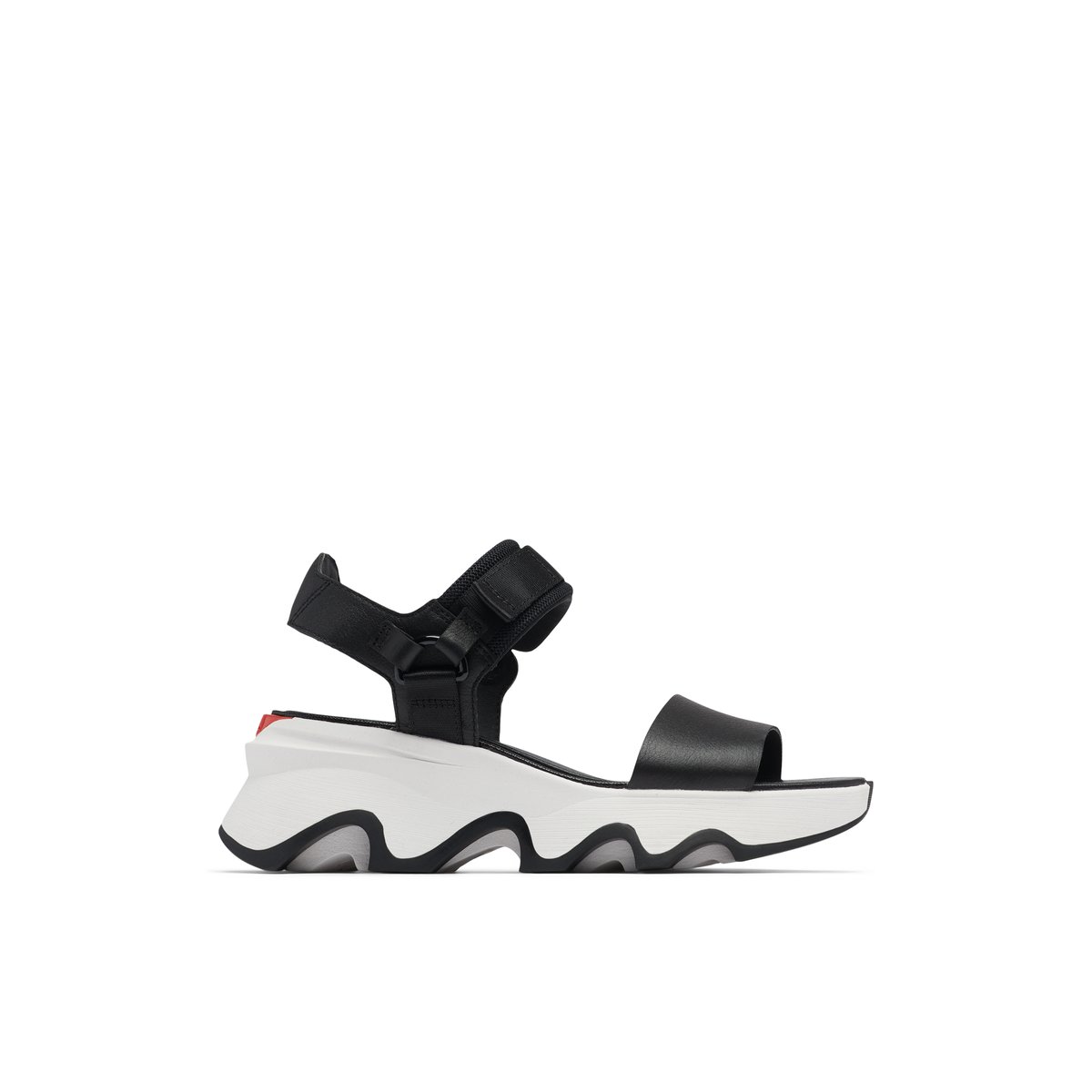 SOREL-Y-strap high-Sandales à brides sportives - Petit talon compensé - Noir/Blanc