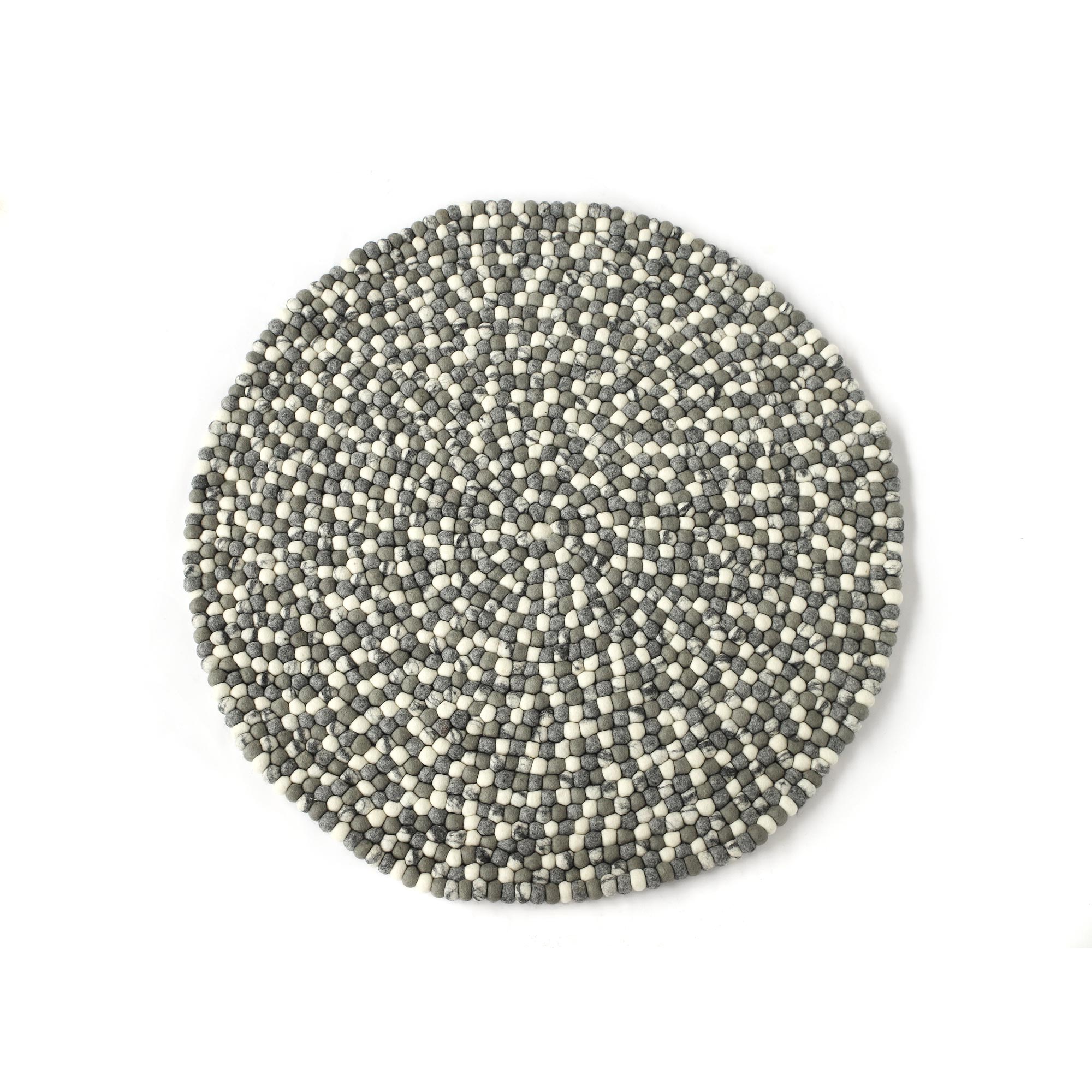 Filz-Teppich grau-weiß, Ø 90 cm, 120 cm, 160 cm von fischer's lagerhaus