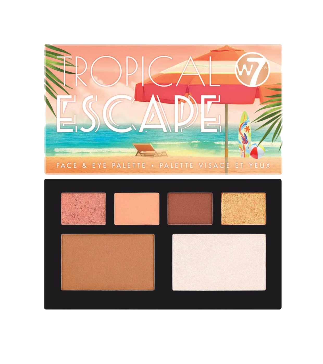 W7 - Paleta de Sombras e Rosto Tropical Escape - Claro-Médio