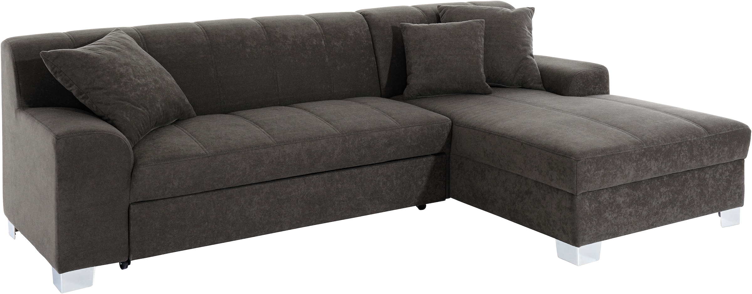 DOMO collection Ecksofa »Turah incl. Zierkissen, moderne Steppung, auch in Leder« wahlweise mit Bettfunktion, Schlafsofa, B/T/H: 239/152/75 cm, L-Form