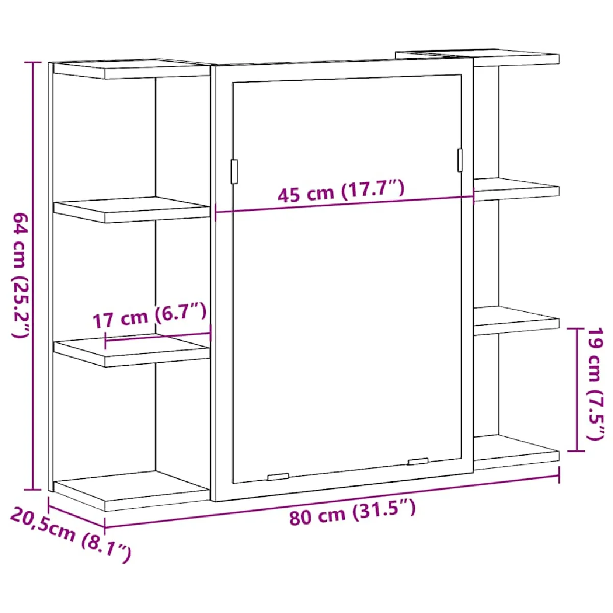vidaXL Armoire à miroir de salle de bain - Chêne artisanal