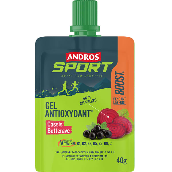 Gels énergétiques ANDROS GEL BOOST ANTIOXYDANT CASSIS BETTERAVE 40G