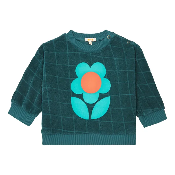 GOLD, Olalala Sweat Eponge Coton Bio Fleurs Sil | Vert sapin