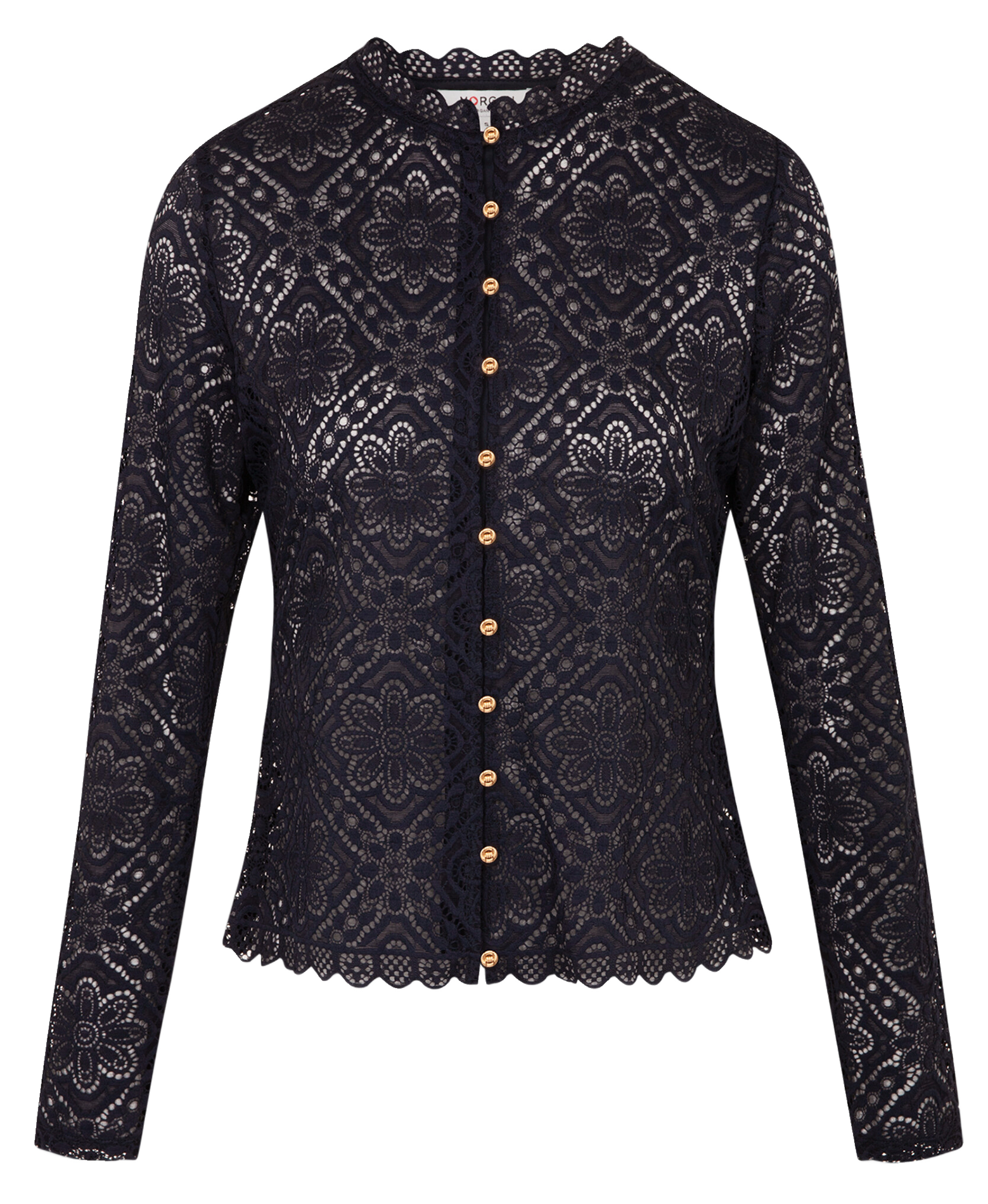 TIMBA - Chemise col victorien droit en dentelle | Bleu