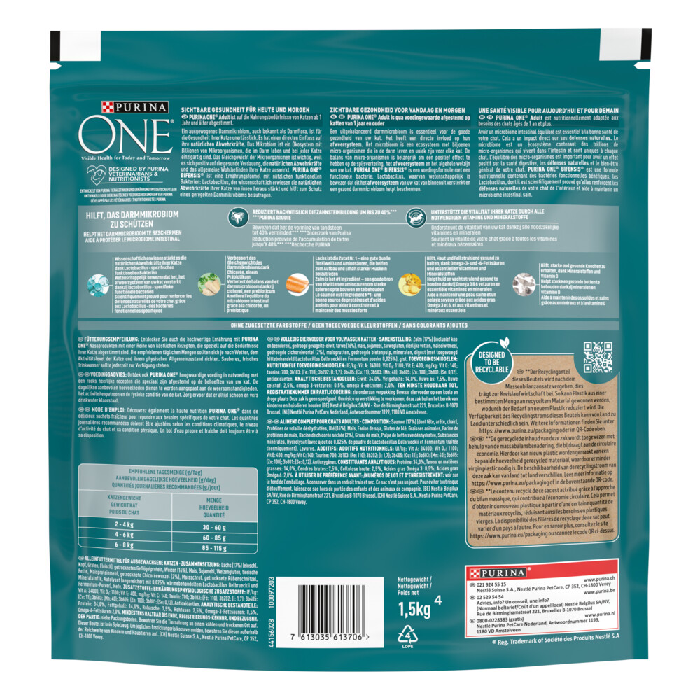 Purina ONE Adult Zalm - Volkoren Granen1,5 kg