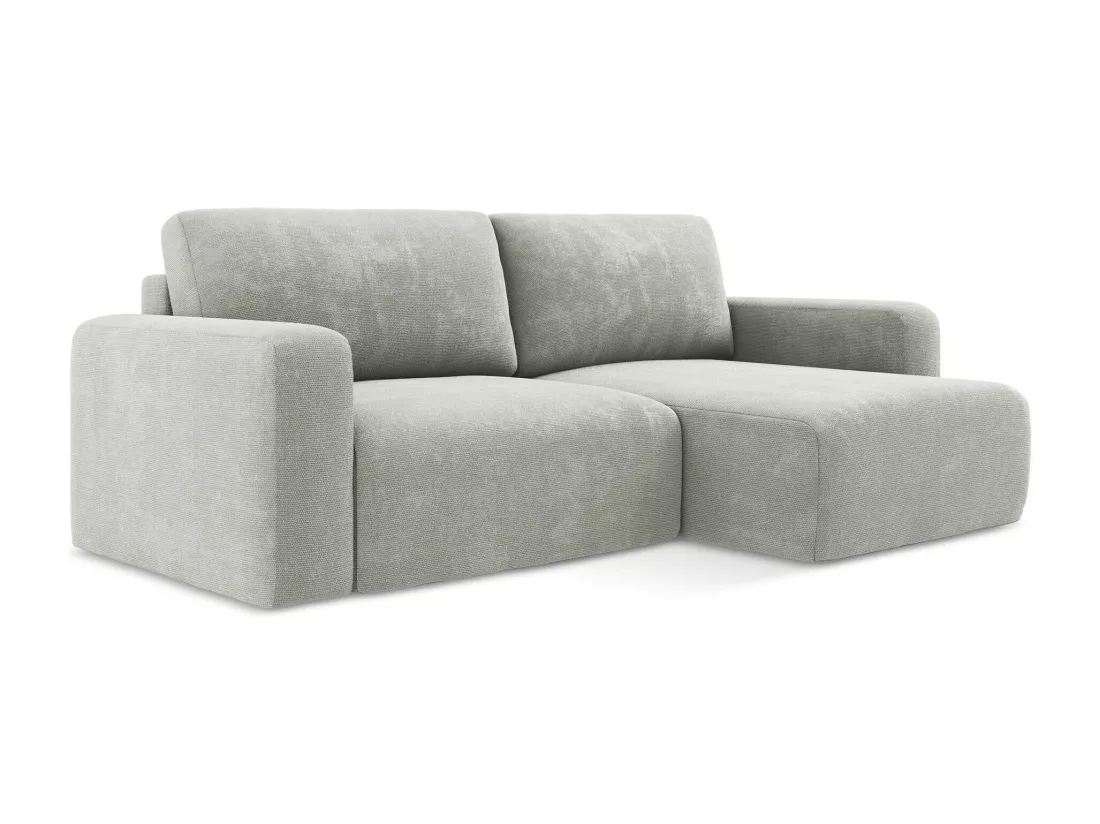 Canapé d’angle 3 places droit convertible en Chenille - gris clair - KONA