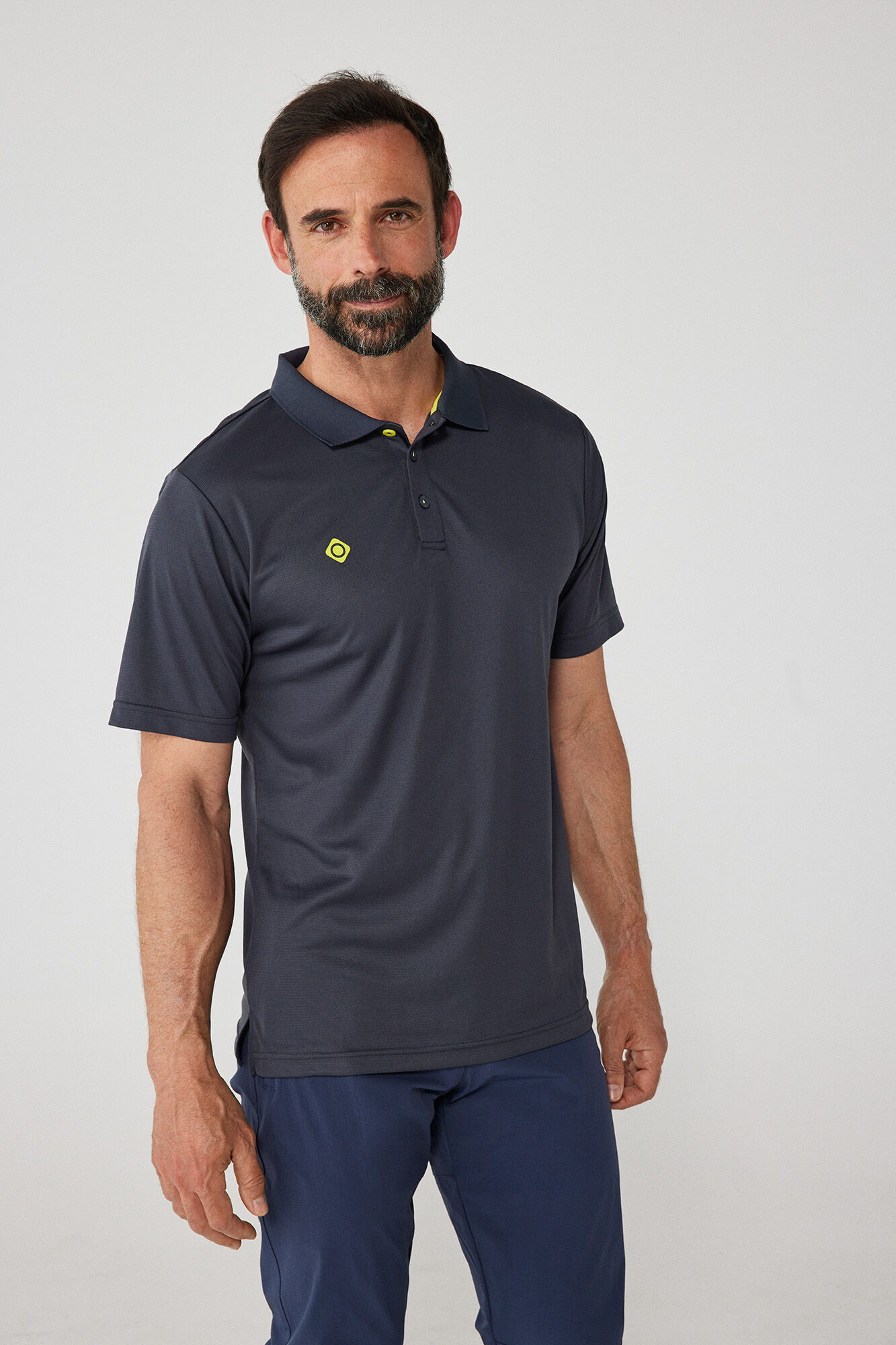 Camisa polo técnica de manga curta - Cinza escuro