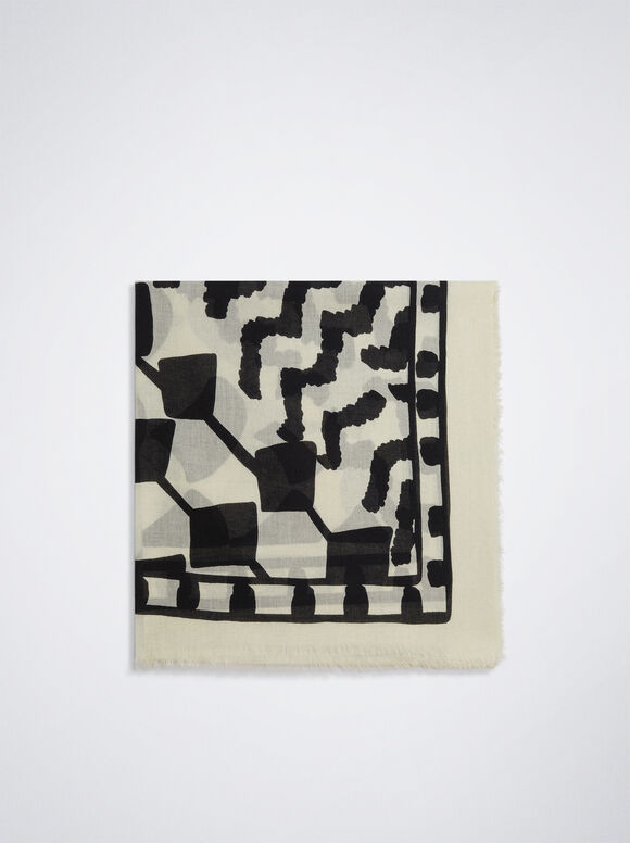 Lenço de algodão estampado - Preto
