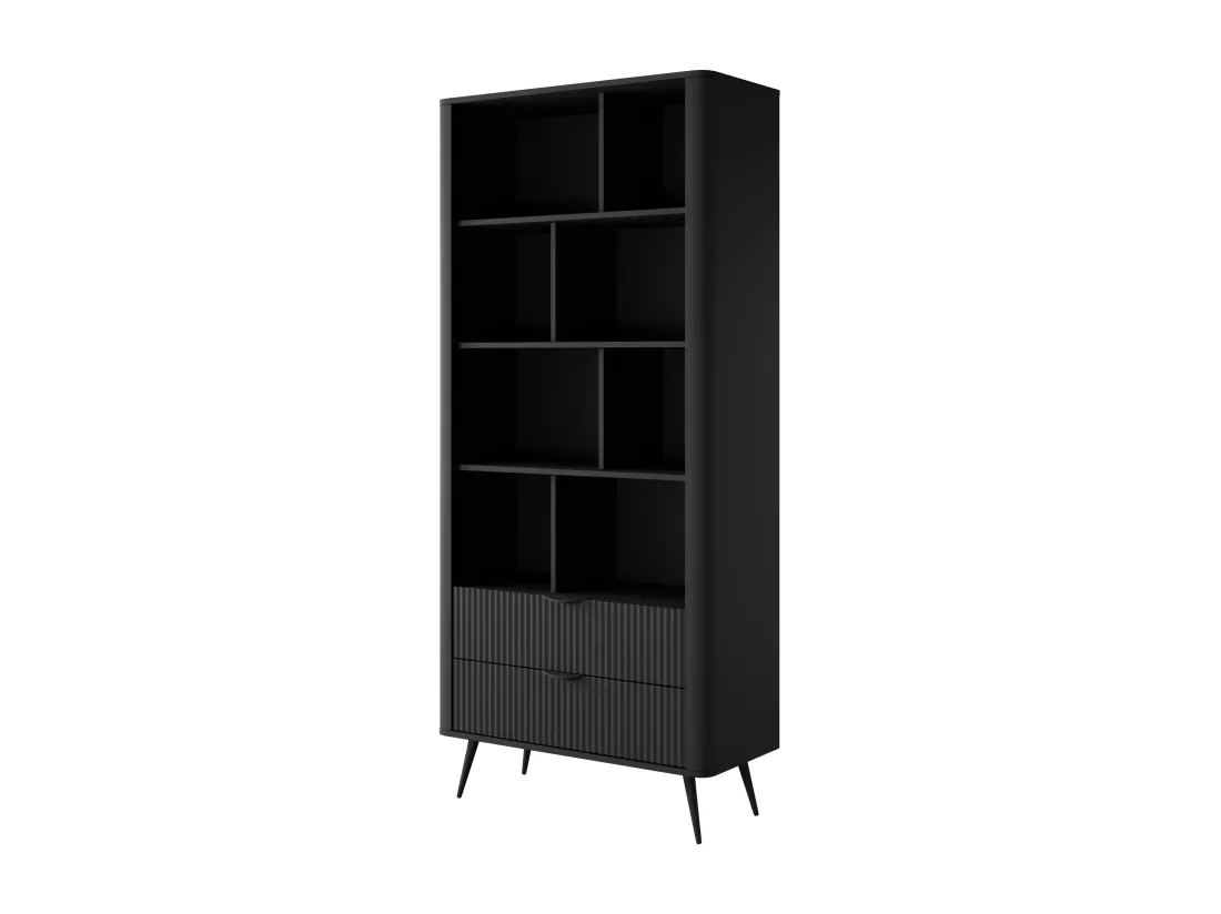 Bibliothèque avec 2 tiroirs et 8 niches en MDF - Noir - ELONARIA II de Pascal Morabito