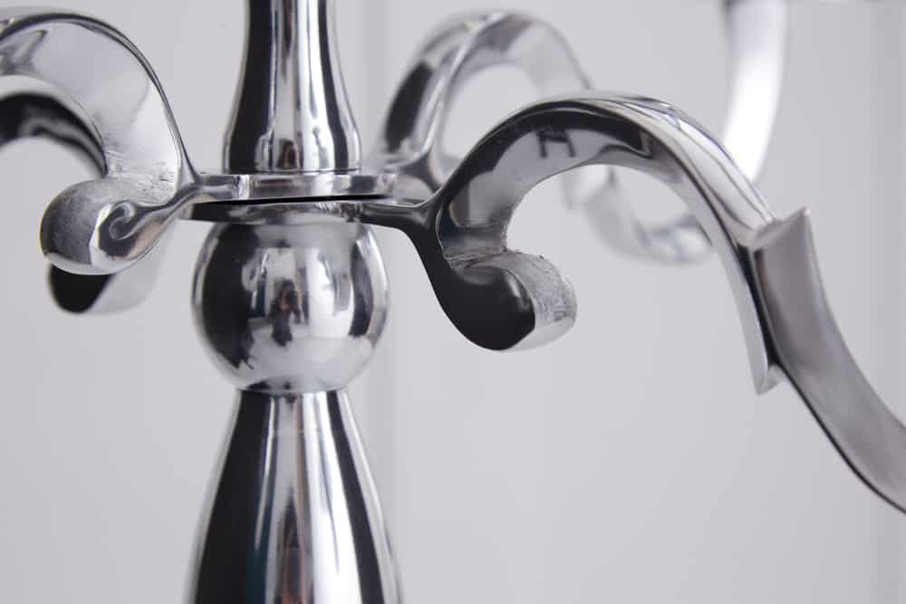 Kerzenständer MODERN BAROCK 120cm silber 5-armig Lüster Aluminium poliert Kerzenhalter