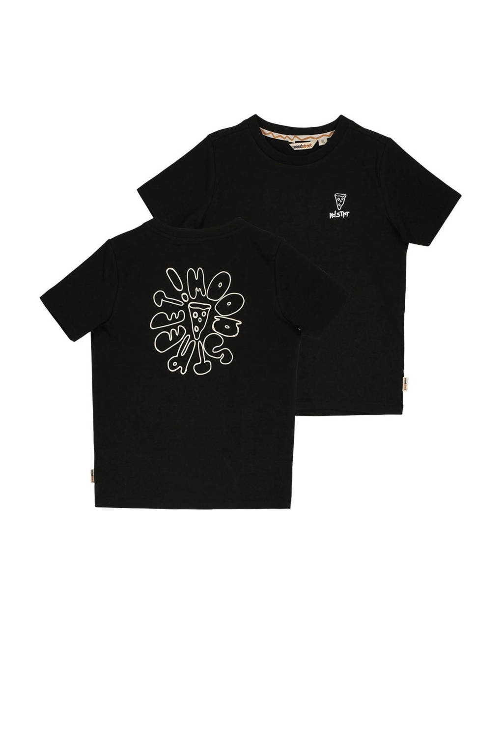 Moodstreet T-shirt met backprint zwart