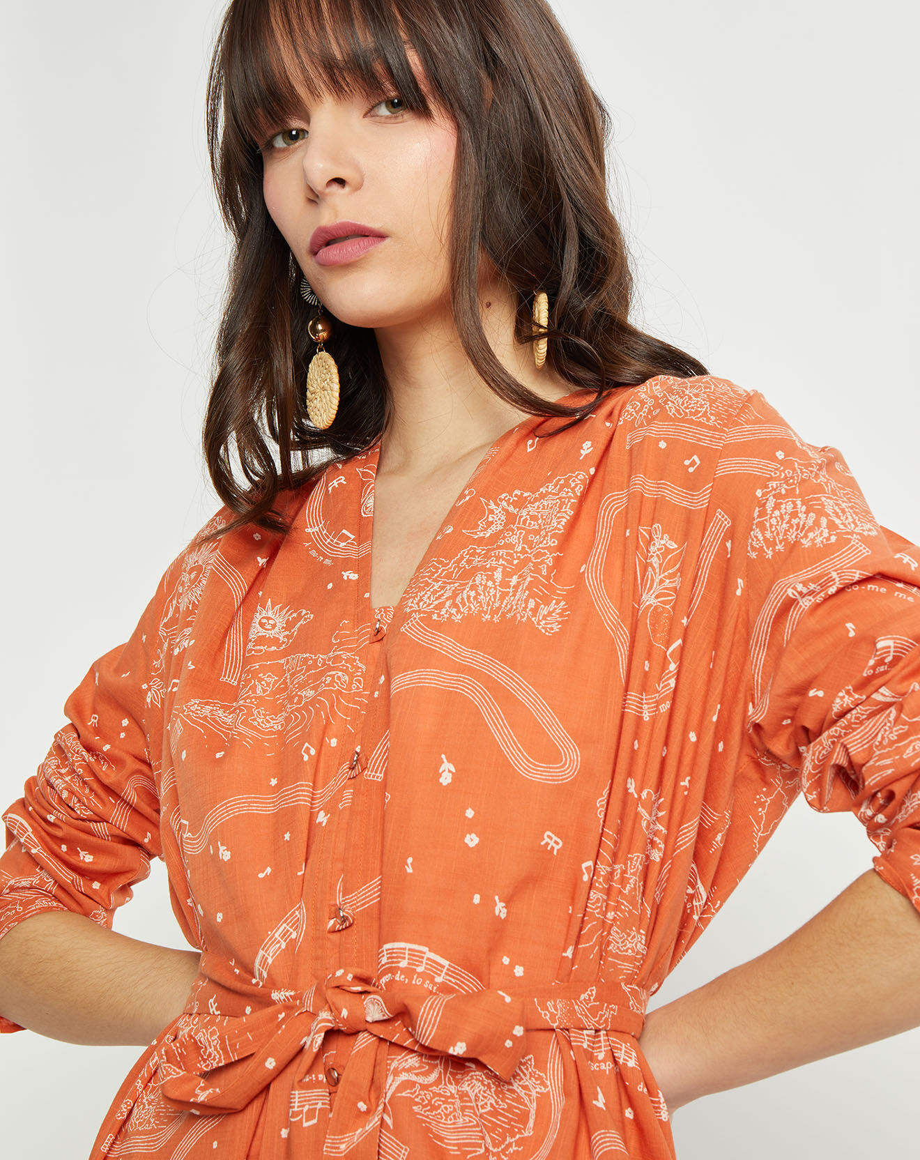 Roseanna Robe longue imprimée orange