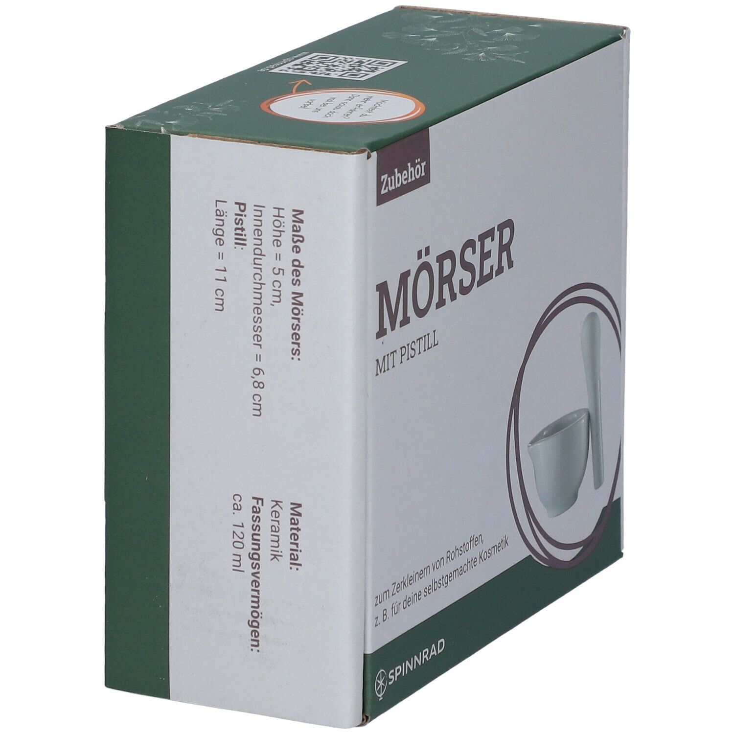 Spinnrad® Mörser Porzellan Weiss 6,8 cm Ø. mit Pistill