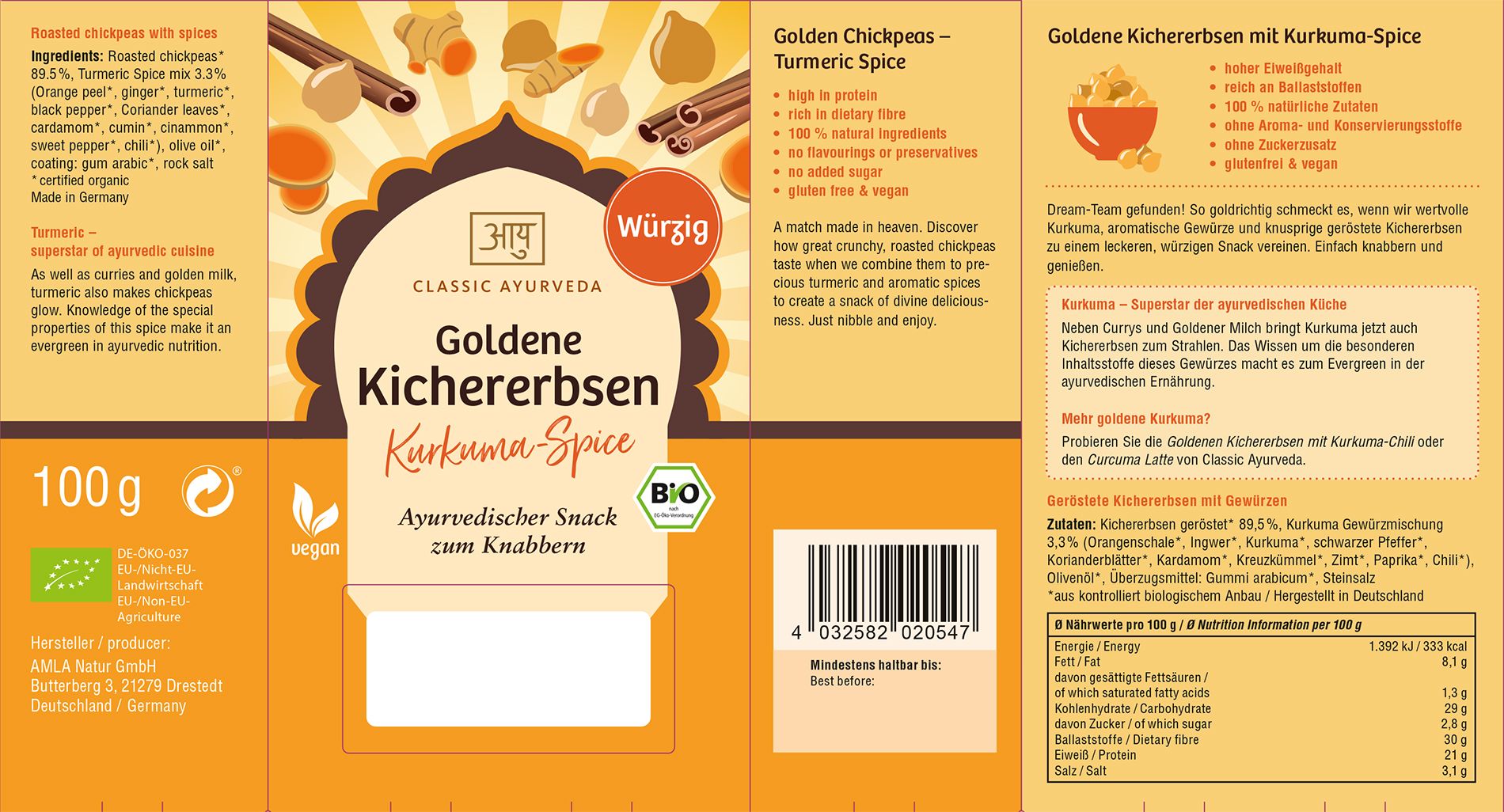 Classic Ayurveda - Goldene Kichererbsen, Kurkuma-Spice