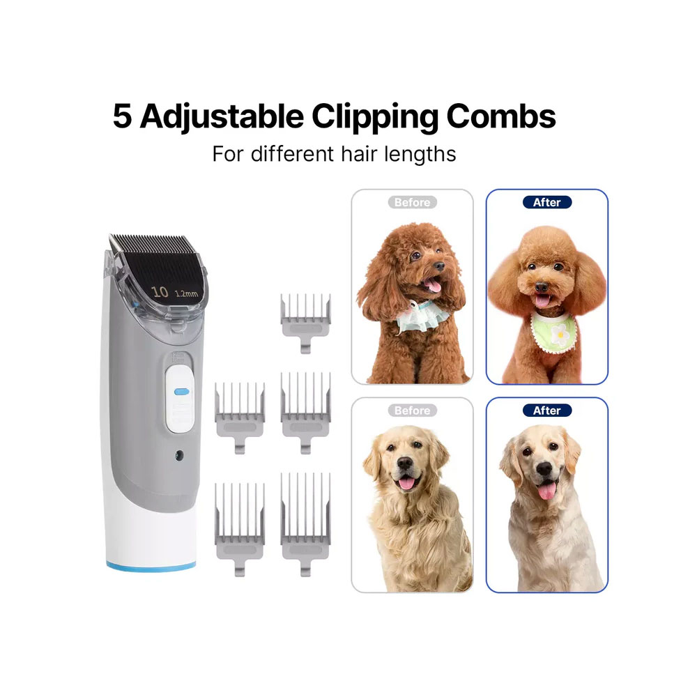 5in1 P2 Pro Haustier Schermaschine Fell Rasierer Pflegeset mit Staubsauger für Hunde / Katzen (B0BDF62D4V) - Weiss