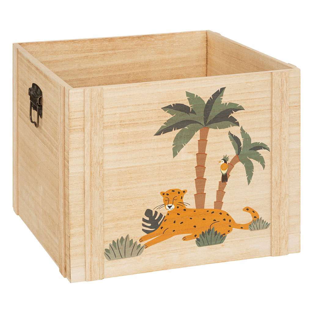 Cagette JUNGLE en bois imprimé 35x28x35cm