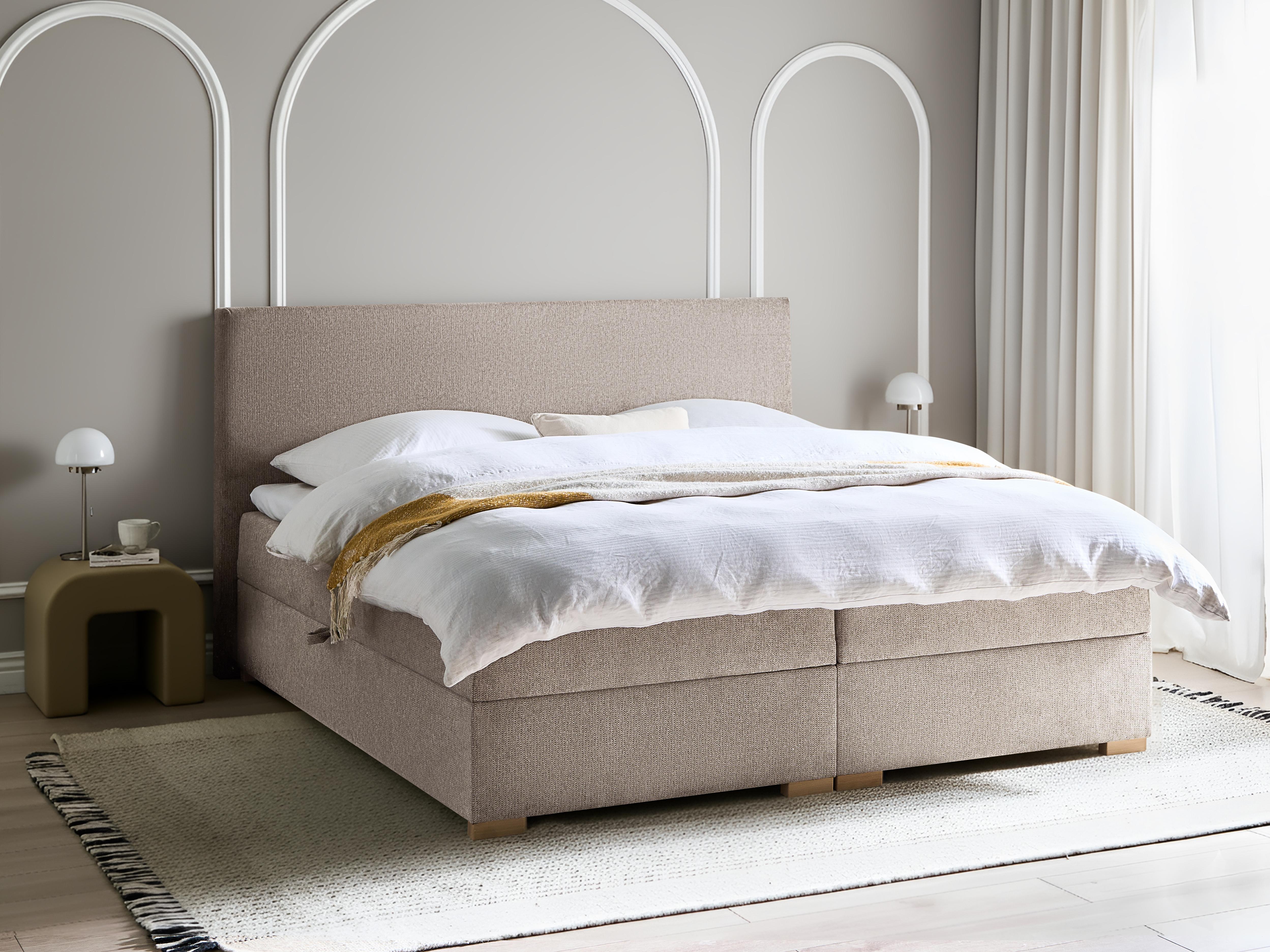 Boxspring met opbergruimte Stof MAJOR 180 x 200 cm Taupe