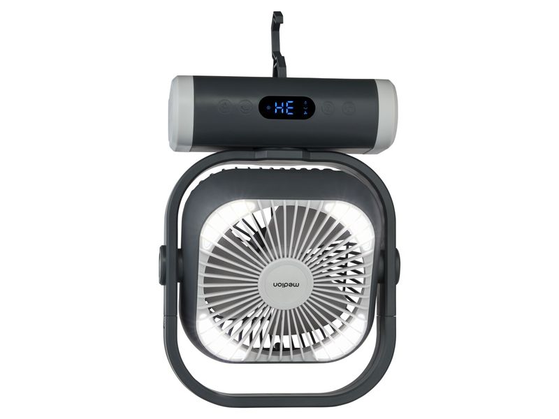 Medion USB-Ventilator Life Camping E10 TF Grau Kompakter Power-Ventilator mit Akku