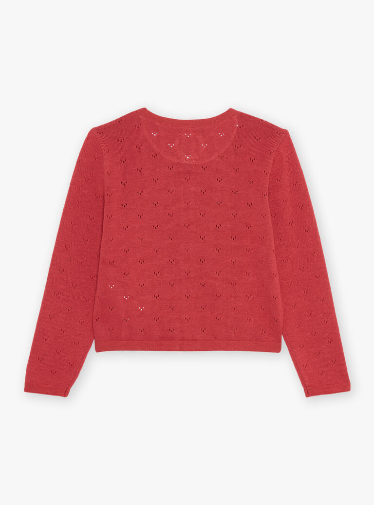 Gilet rouge en maille fantaisie