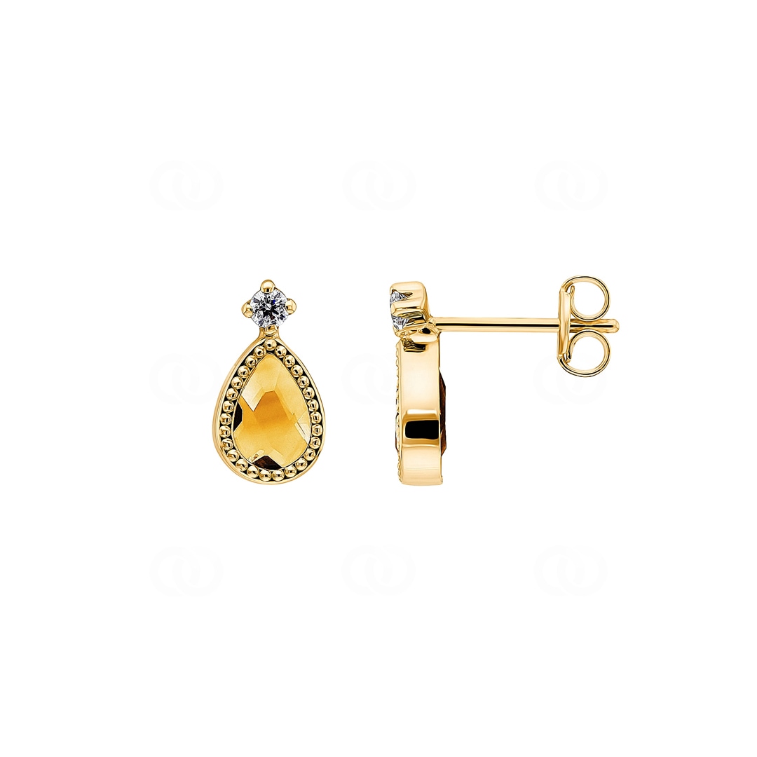 Ohrstecker 750/18 K Gelbgold mit Citrin und Zirkonia