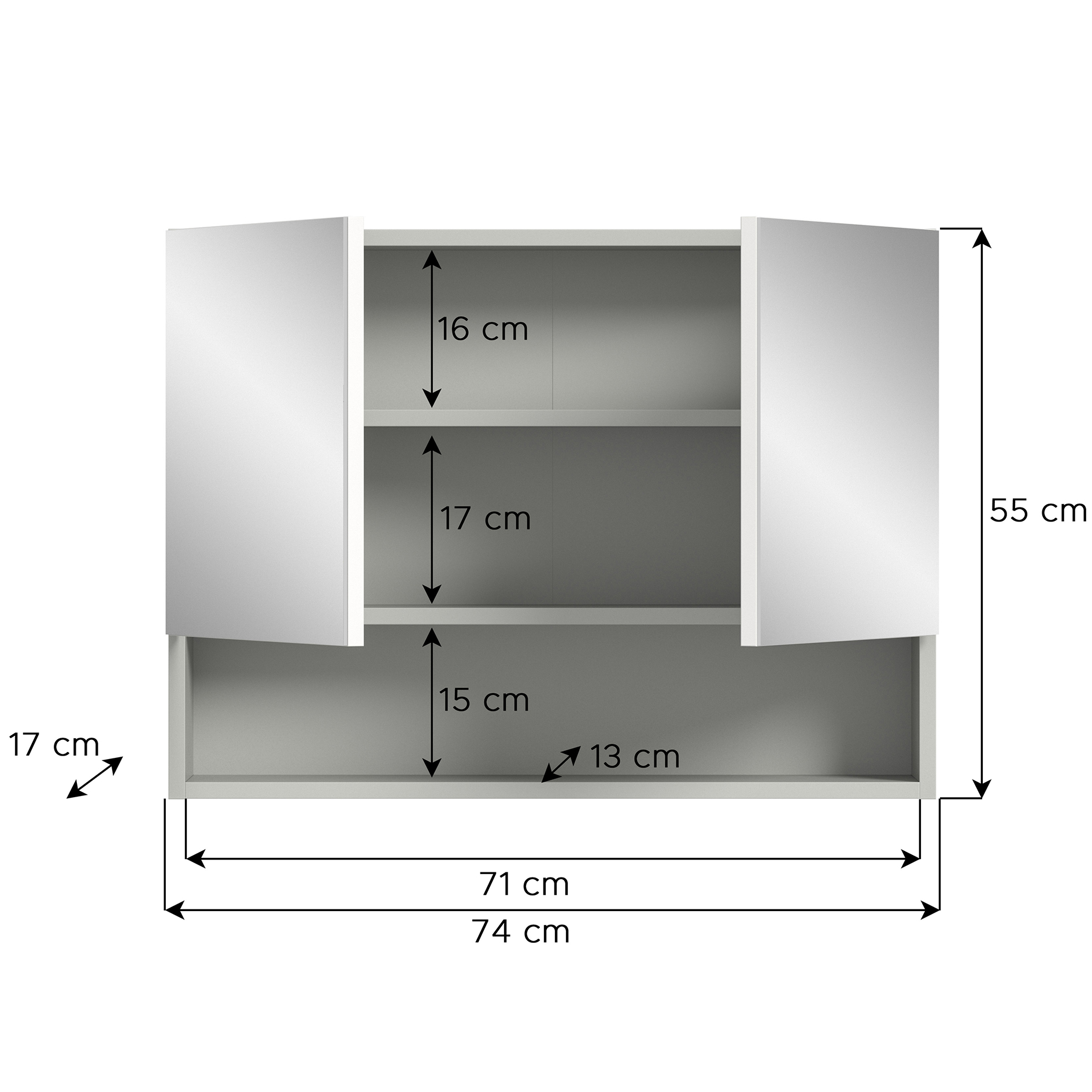 Spiegelschrank COPA - hellgrau - 74 cm
