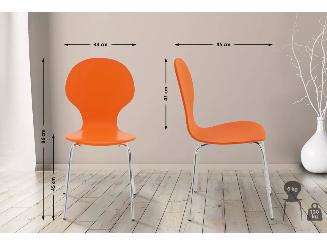Lot de 16 Chaise de conférence - Bois - Orange - DIEGO