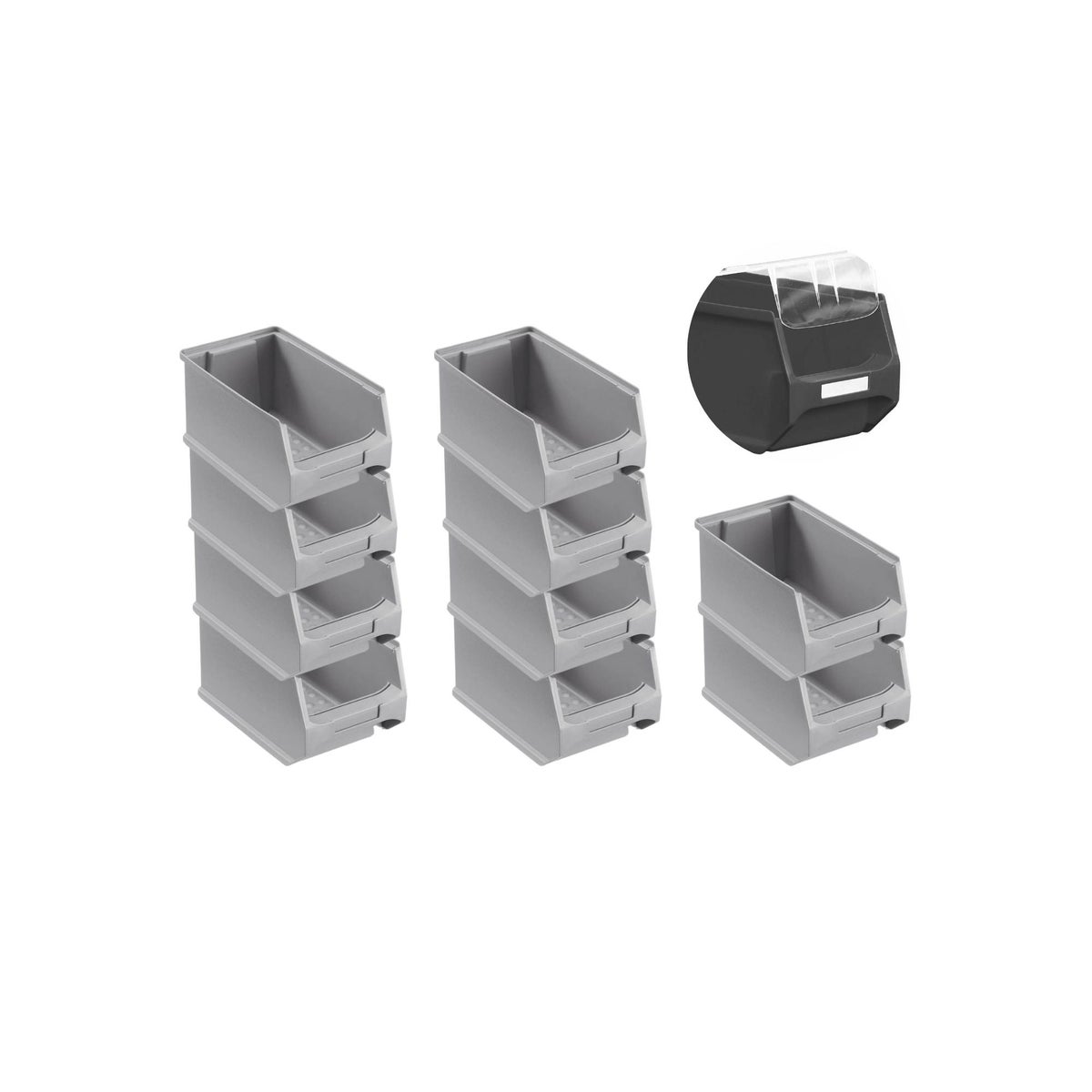 PROREGAL Value Pack 10 x Grijze Opbergdoos 3.0 Met Deksel HxBxD 12,5 x 14,5 x 23,5 cm 2,8 Liter Opbergdoos