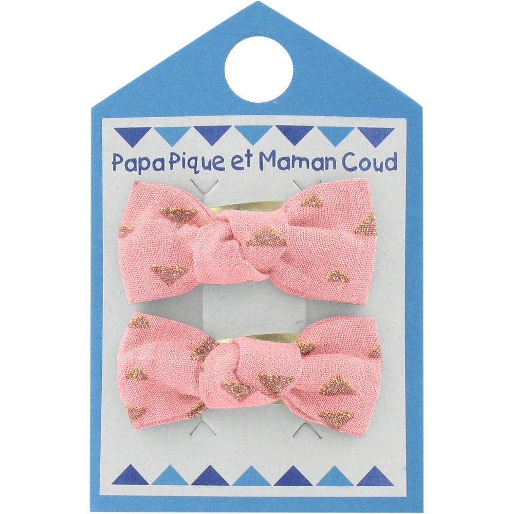 Barrettes Clic-Clac Petits Noeuds Triangle Or Poudré