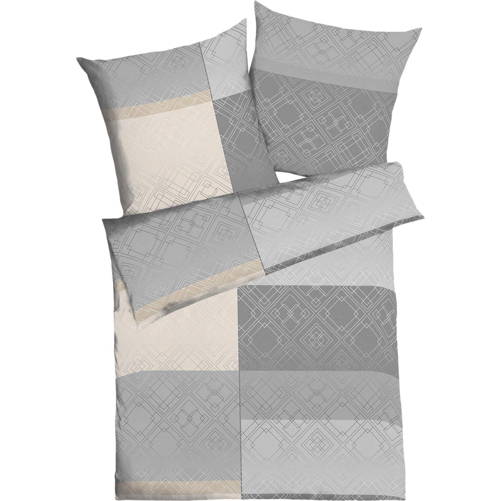 Kaeppel Bettwäsche mit grafischem Muster in grau-beige