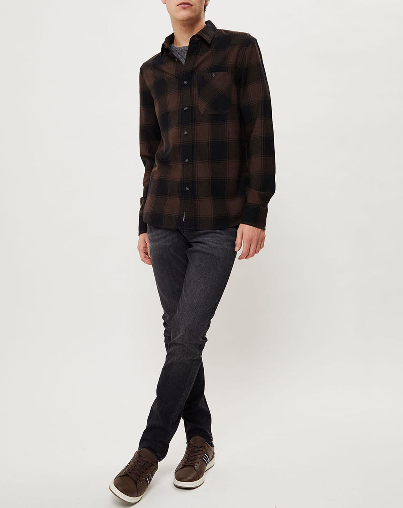 Calvin Klein Jeans Chemise droite Grunge Check à carreaux noir/marron
