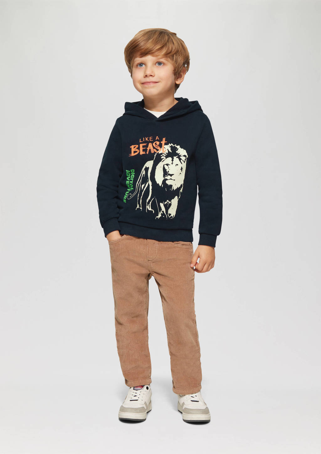 s.Oliver sweater met printopdruk donkerblauw