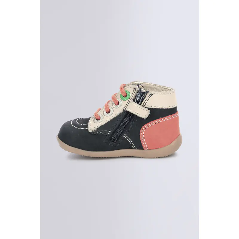 BONZIP MARINE BEIGE ORANGE BOTTILLONS Cuir Mixte