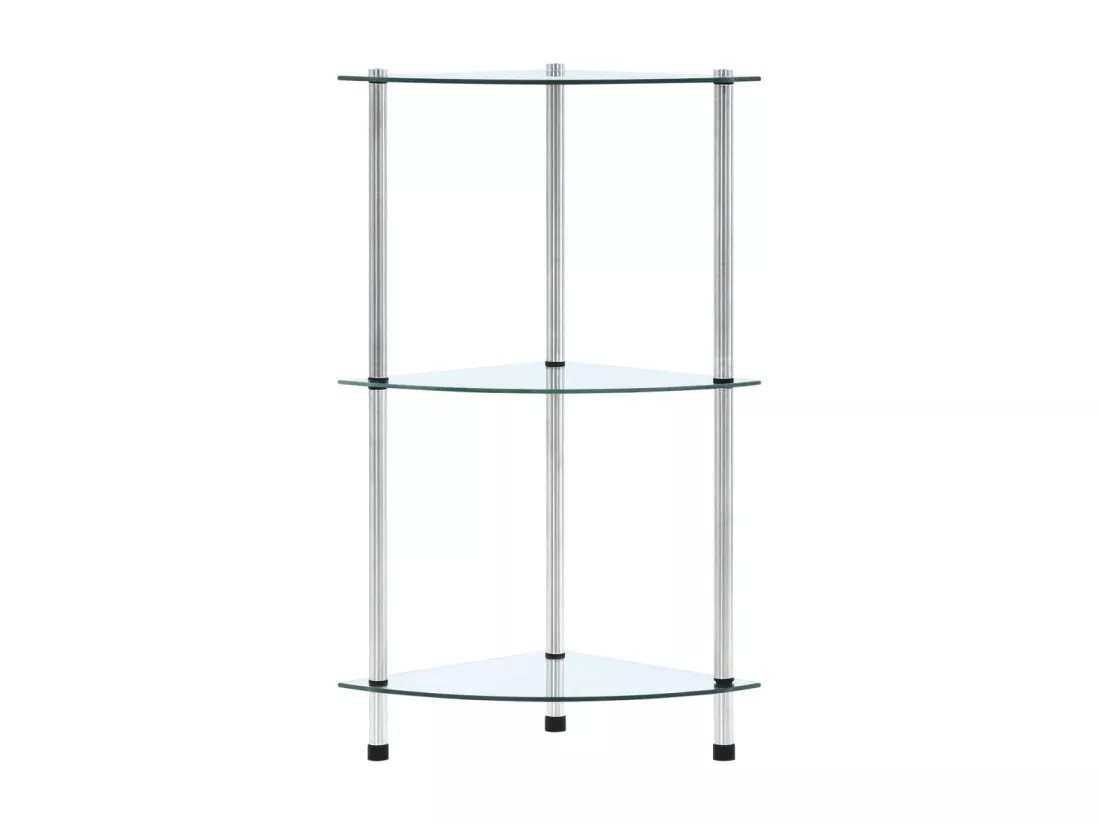 Étagère 3 niveaux Transparent 30x30x67 cm Verre trempé