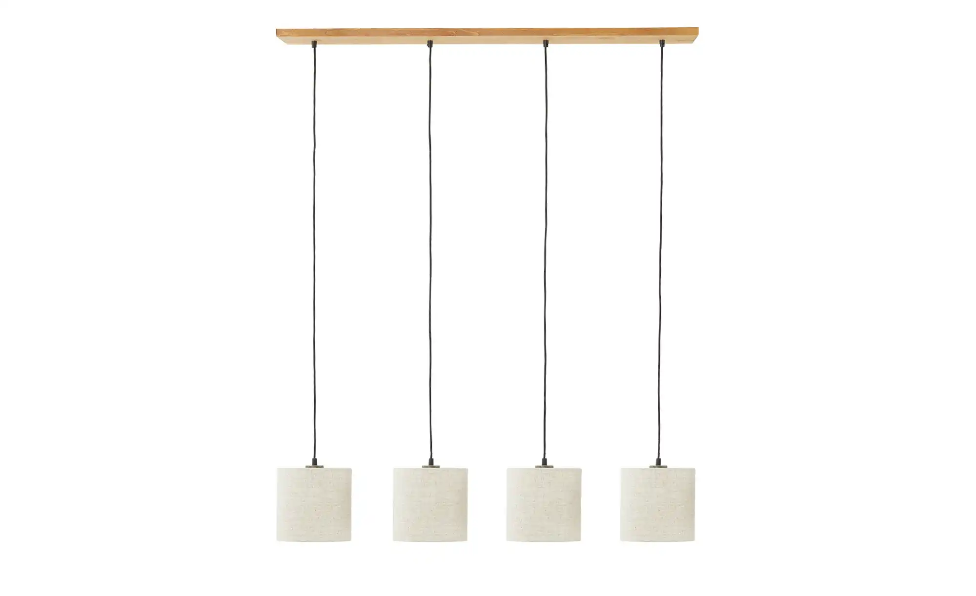 Trio Pendelleuchte, 4-flammig, Pinienholz/ Stoffschirm