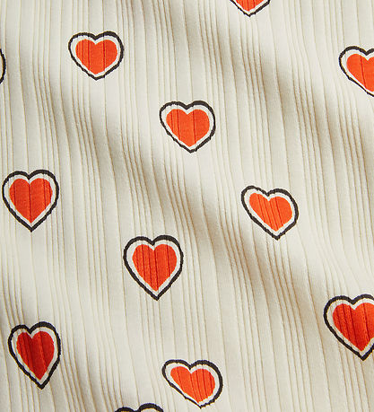 Mini Rodini Bluse - Rib - Offwhite m. Herzen