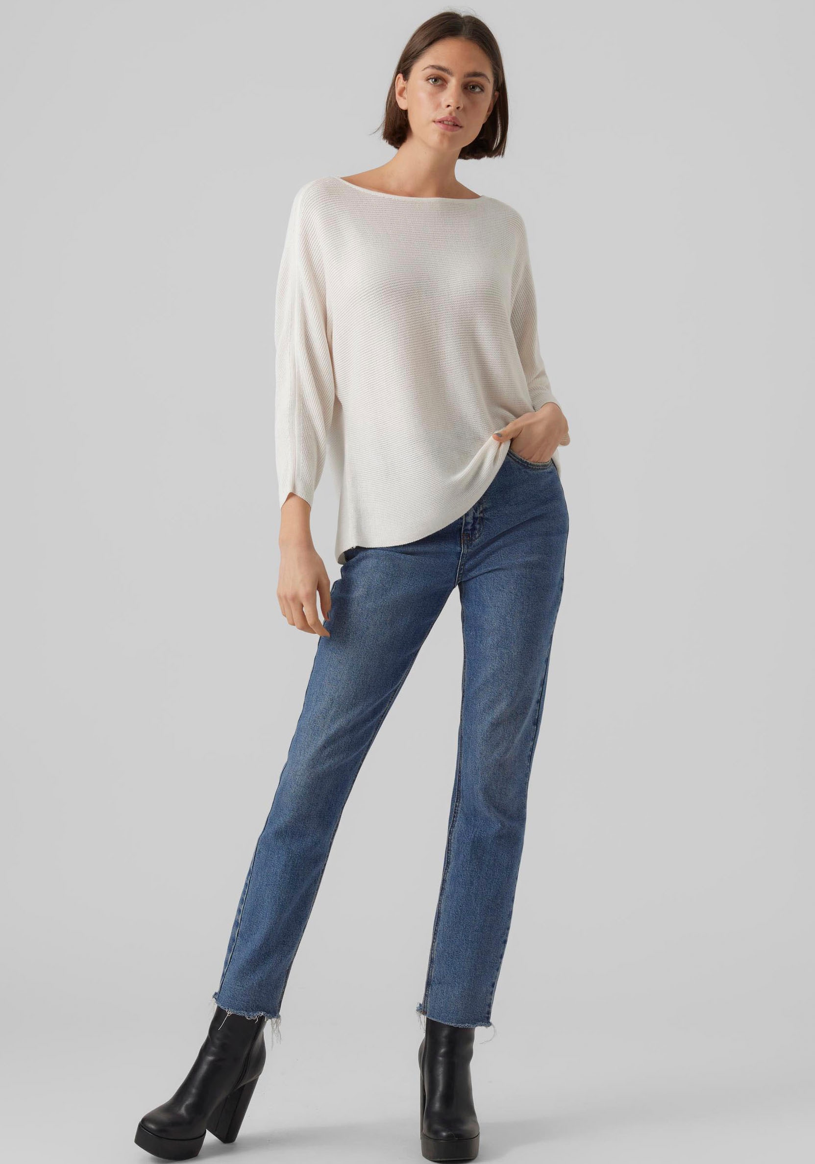 Vero Moda 3/4 Arm-Pullover »VMNORA 3/4 BOATNECK BLOUSE NOOS«, mit Fledermausärmeln