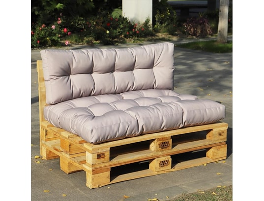 RED DECO - Set 2 coussins palette d'extérieur riou taupe 120 x 80 x 1...