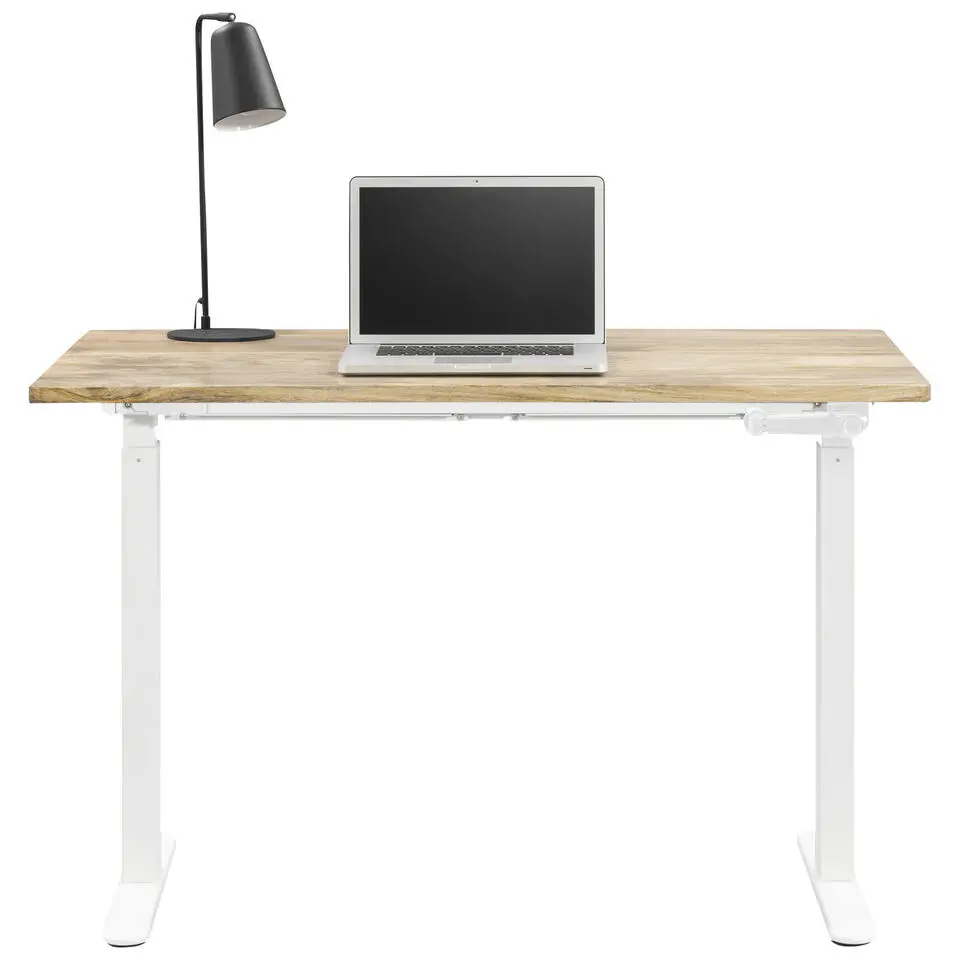 Bureau Homeworx zit/sta handmatig verstelbaar - mangohout/wit - 75/118x120x70 cm