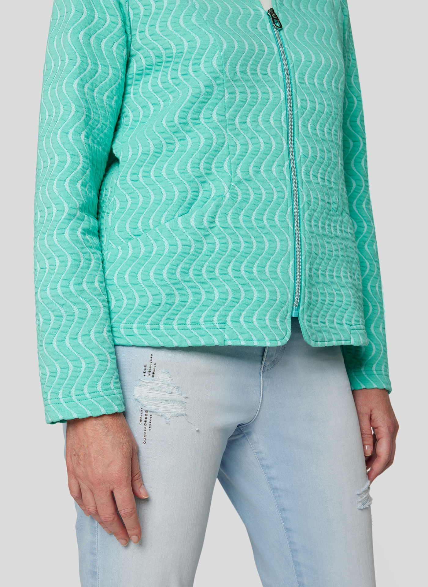 Rabe Kurzjacke ohne Kapuze mit Reissverschluss und Allover-Muster