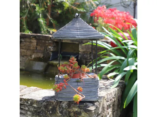 Coupe en osier gris 17 x 17 x 33 cm