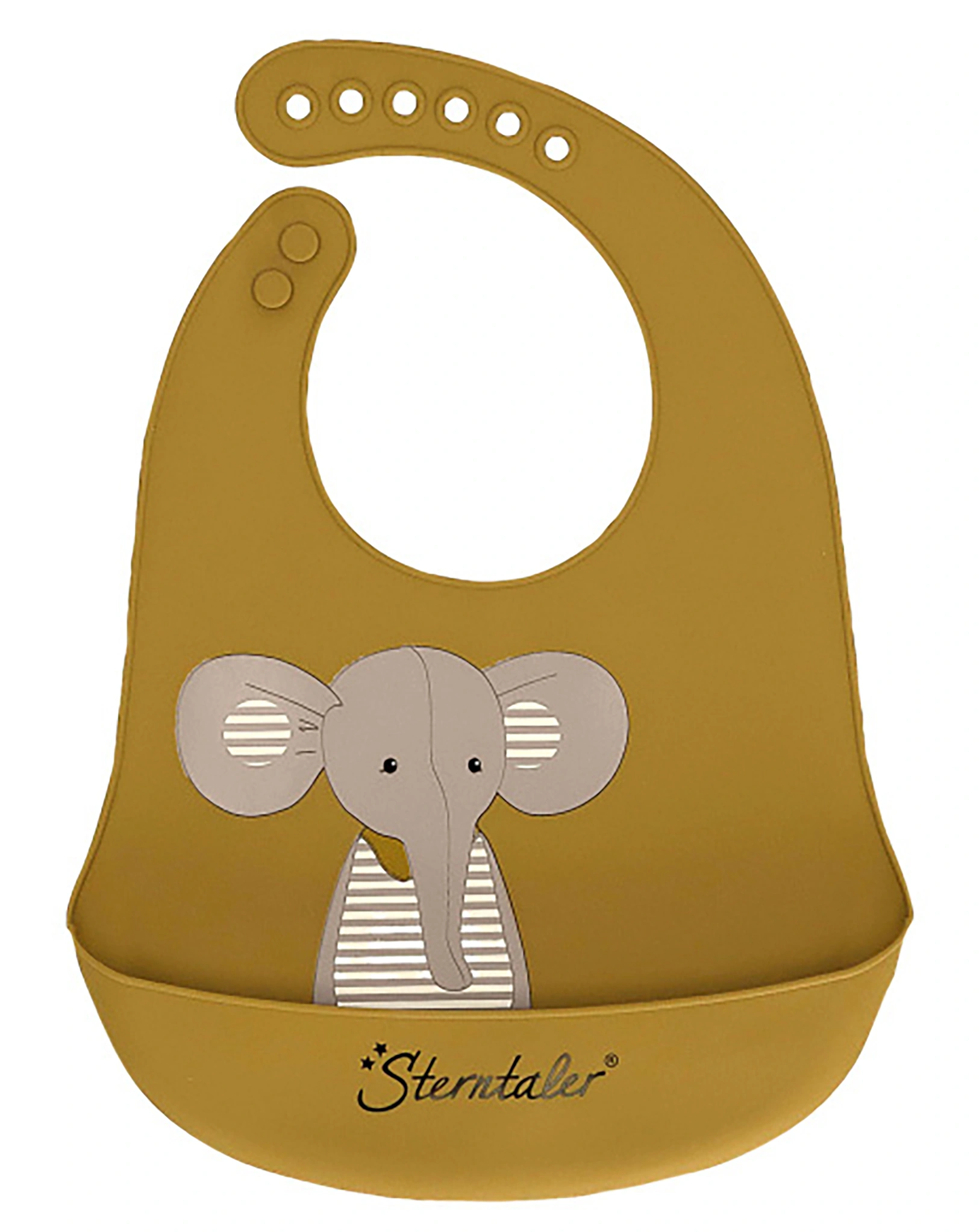 Silikon-Lätzchen EDDY ELEFANT mit Auffangschale in braun