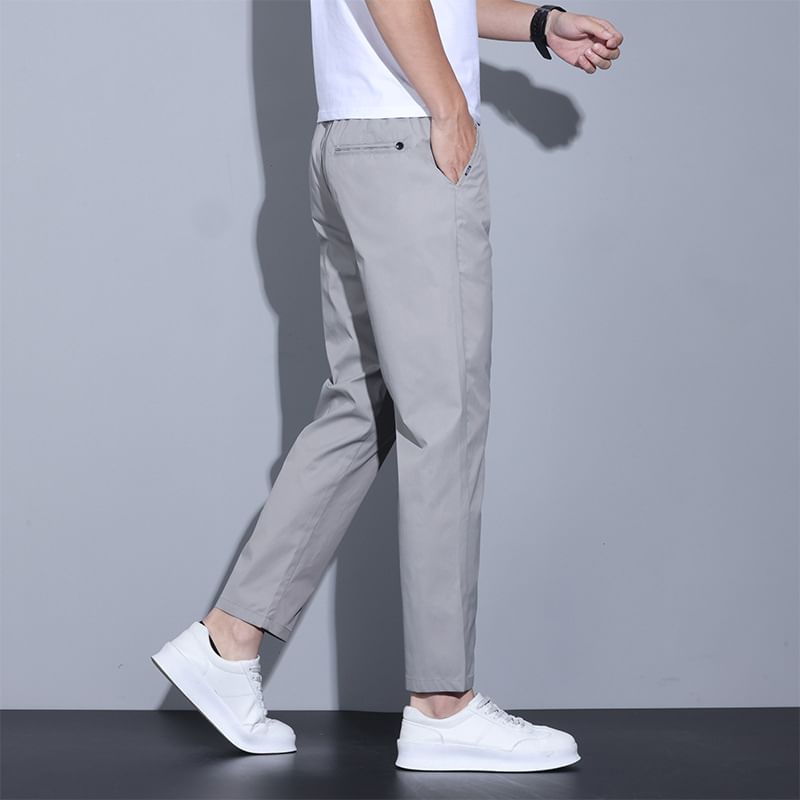 Denimic - Mid Rise Plain Cropped Tapered Pants