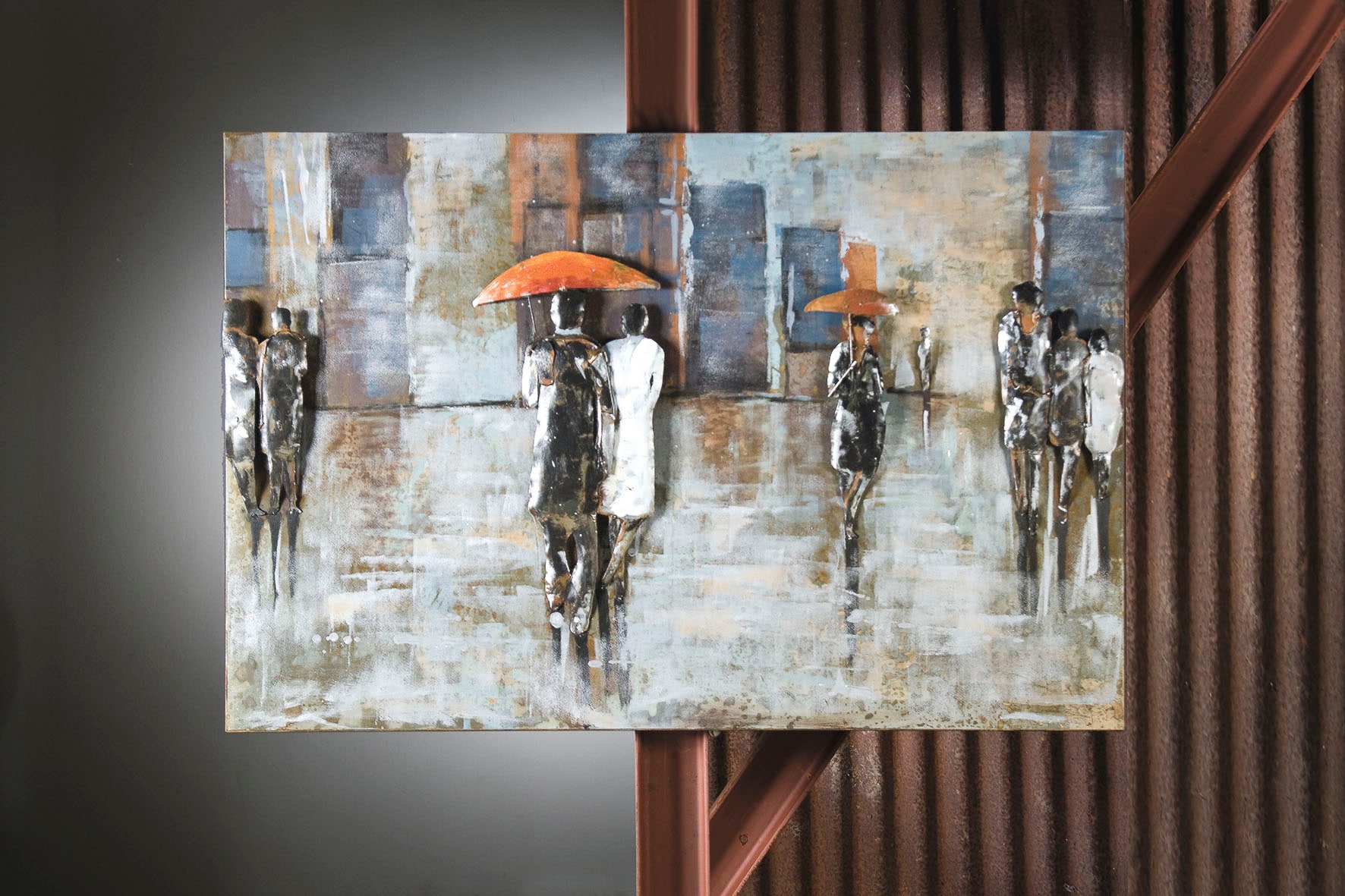 GILDE GALLERY Metallbild »Kunstobjekt Rainy Day« Menschen 1 Stk. tlg.