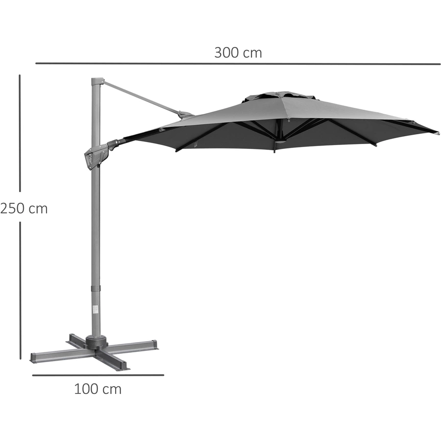 Outsunny Sonnenschirm mit verstellbarem Neigungssystem grau