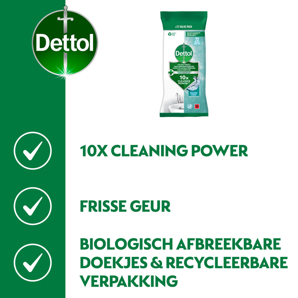 Dettol Antibacteriële Reinigingsdoekjes Oceaanfris72 stuks