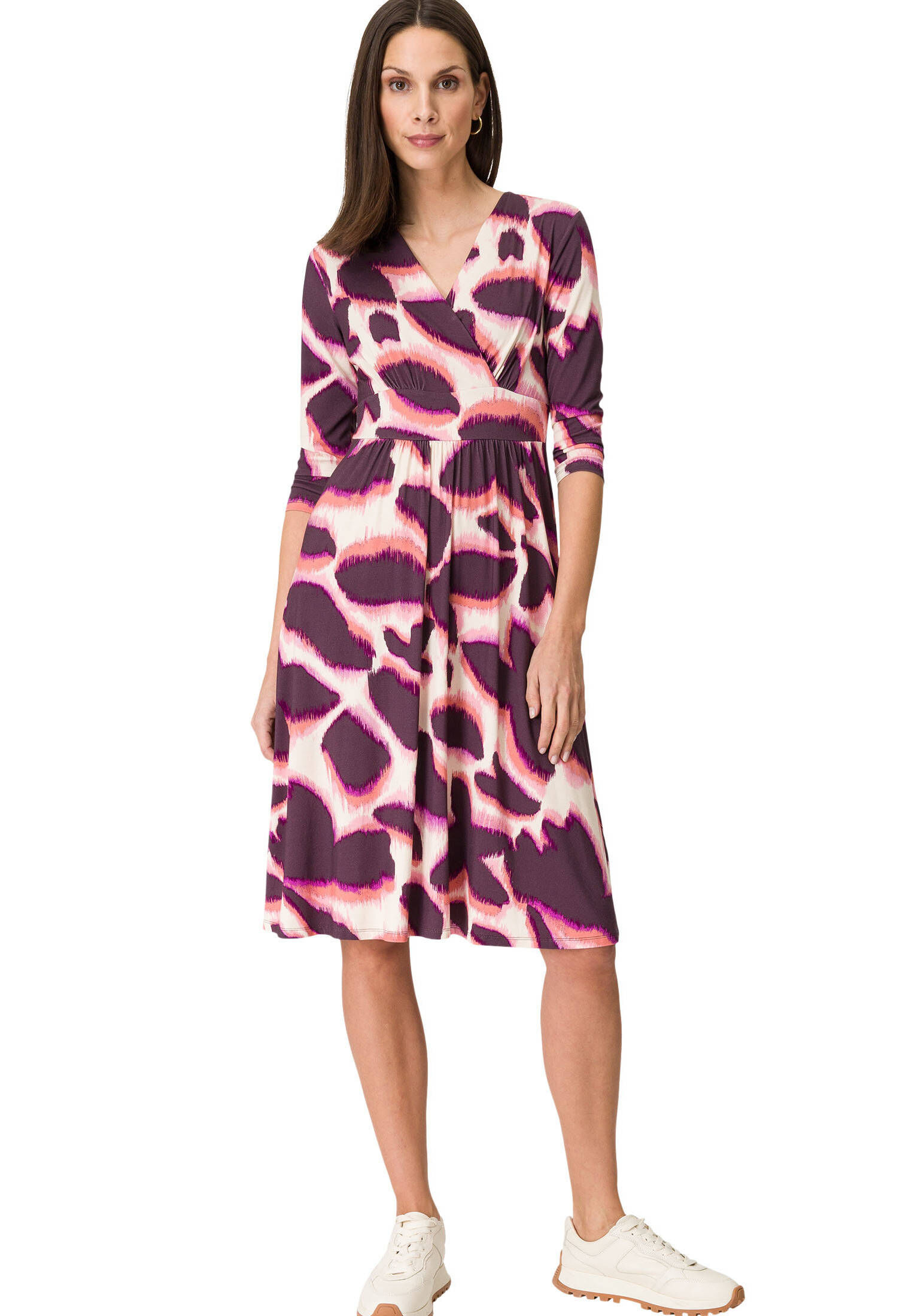 zero| Damen Jerseykleid knielang Wickeloptik