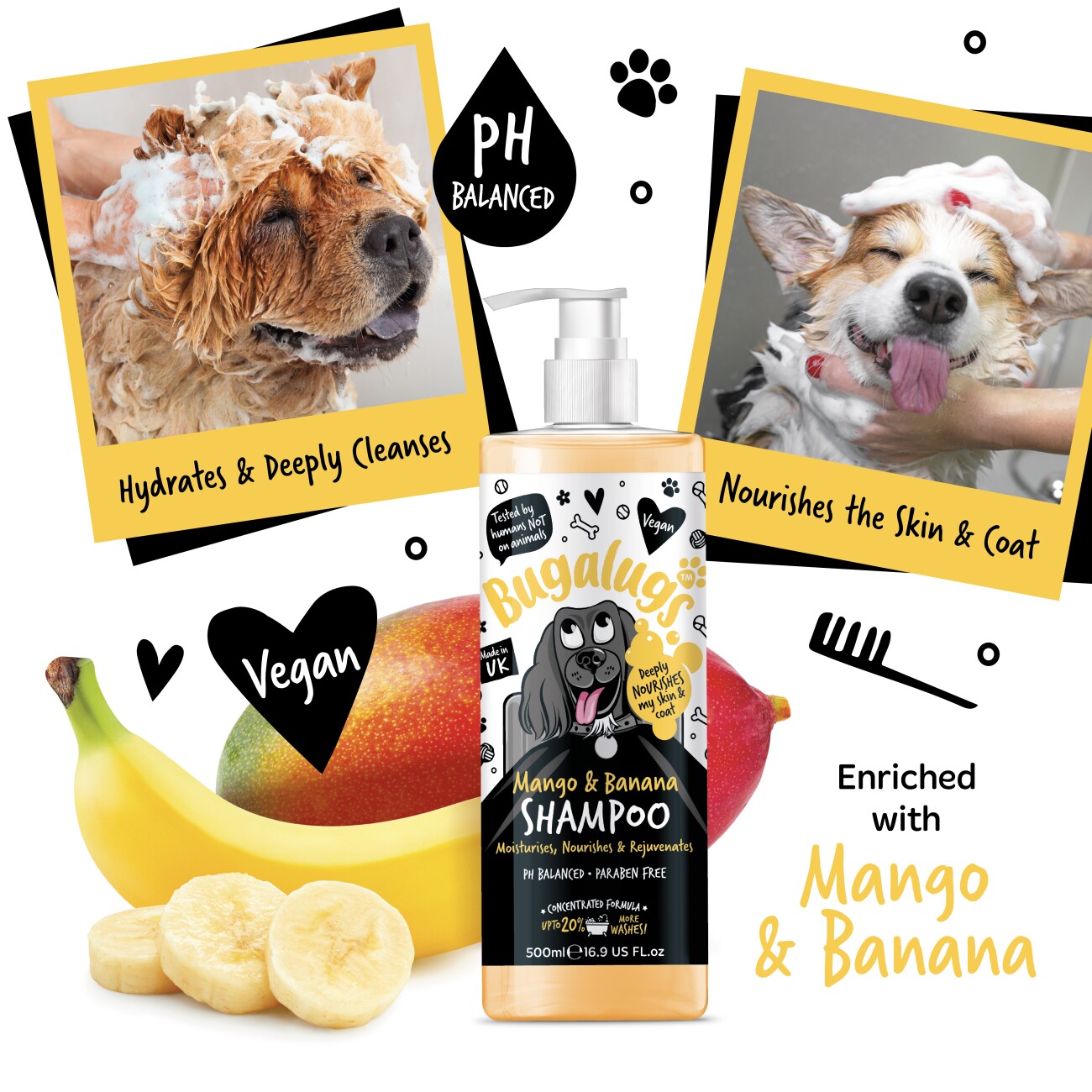 Bugalugs Mango & Banana – Pflegendes Hundeshampoo mit tropischem Duft