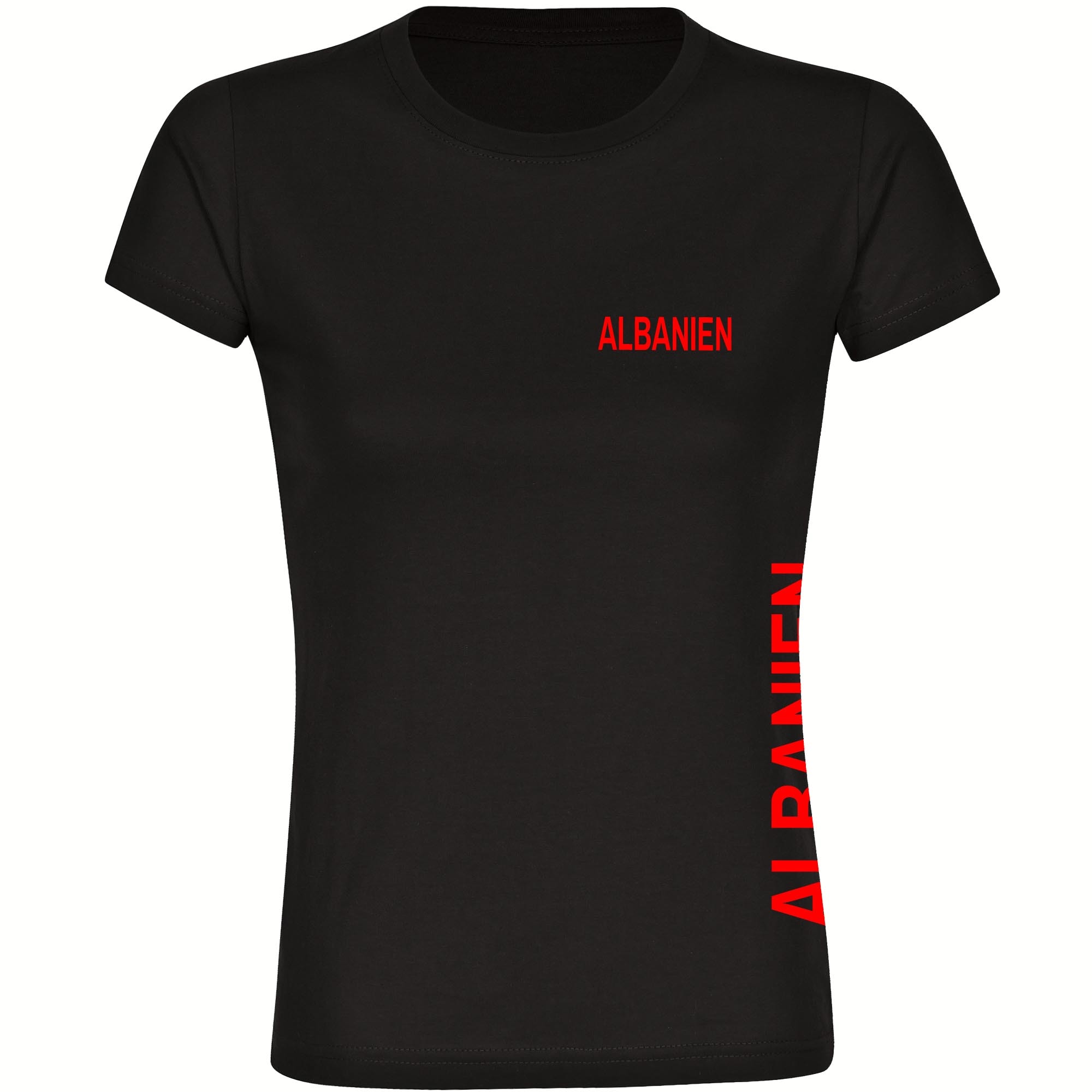 multifanshop® Damen T-Shirt - Albanien - Brust & Seite - Druck rot