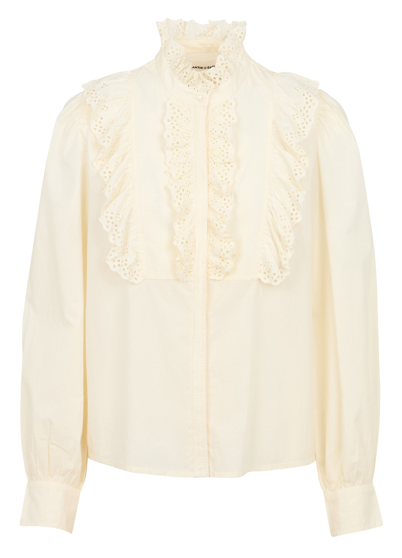 CHARLOTTE - Chemise à plastron volanté en coton | Beige